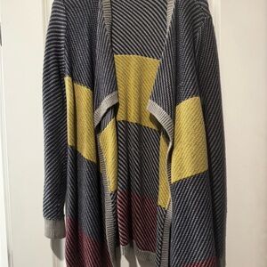 CAbi Colorblock Open Front Cardigan - Yellow, Gray, Maroon